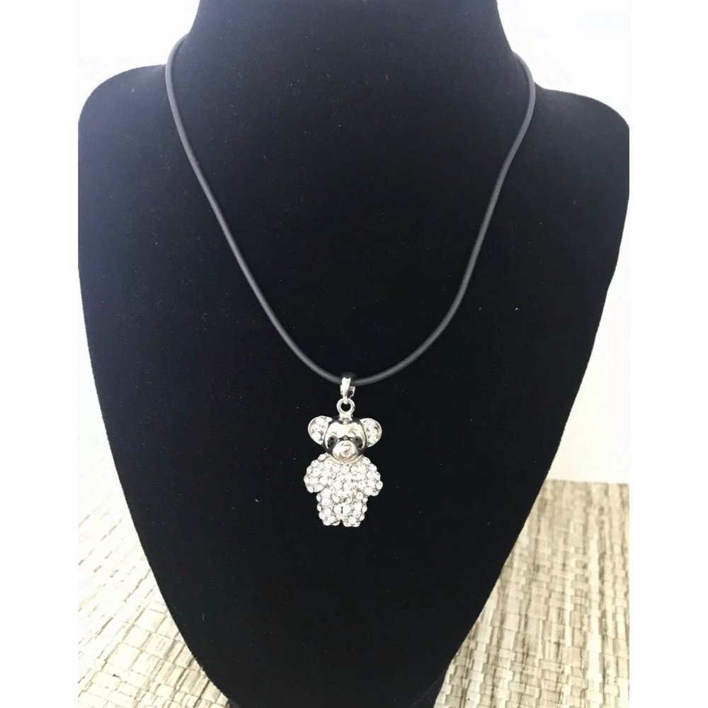 Cute Crystal Teddy Bear Pendant Adjust